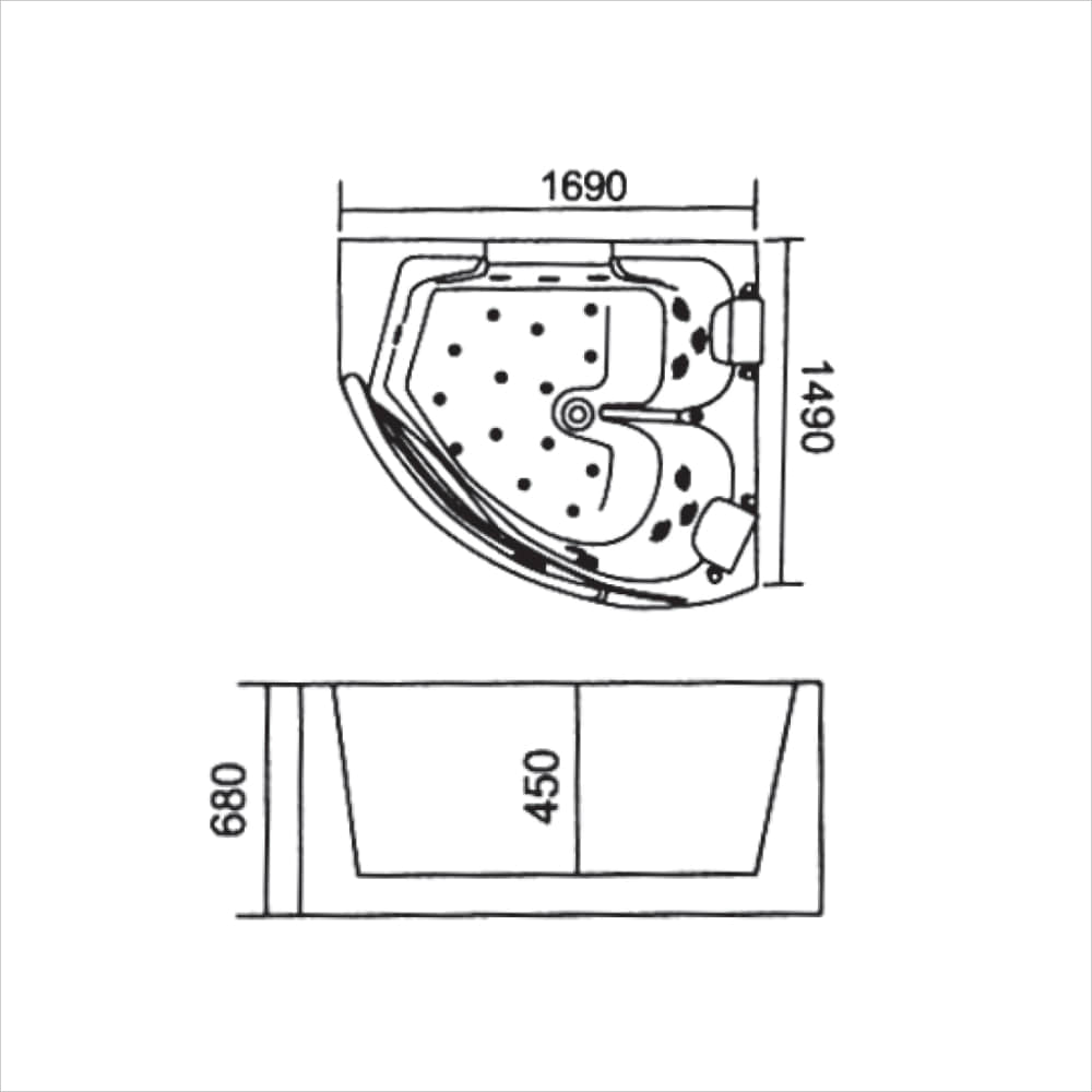 Bồn tắm massage yếm trái/phải (M-3306BL/R)