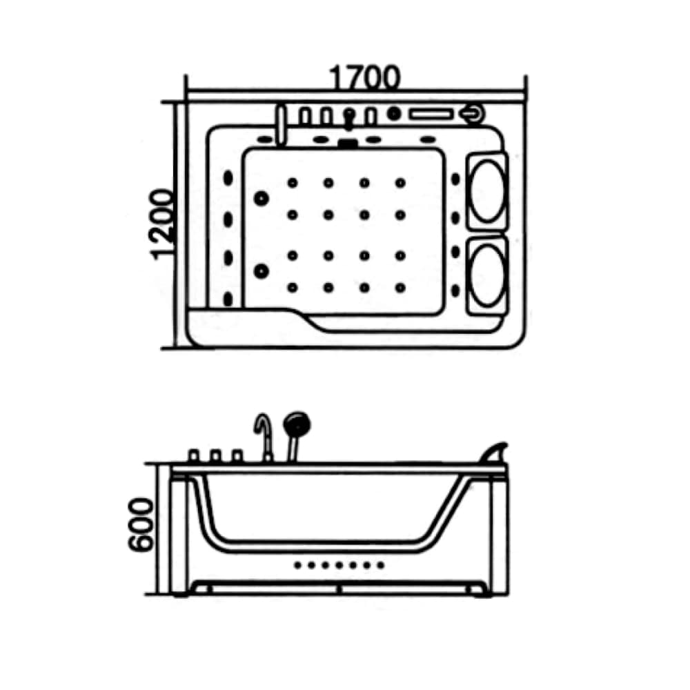 Bồn tắm massage yếm trái/phải (M-3318L/R)