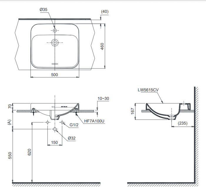 Chậu rửa lavabo dương bàn TOTO LT5615C