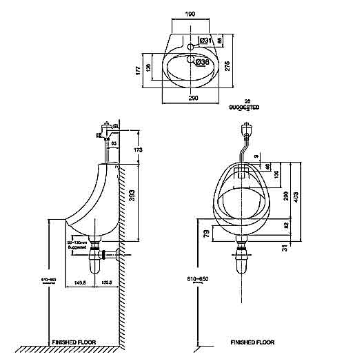Bồn tiểu nam treo tường American Standard VF-0414