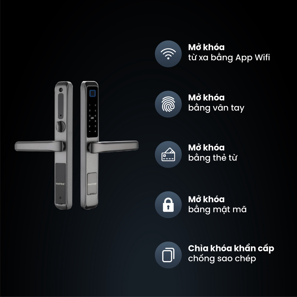 Khóa vân tay cửa nhôm FS6800 Grey