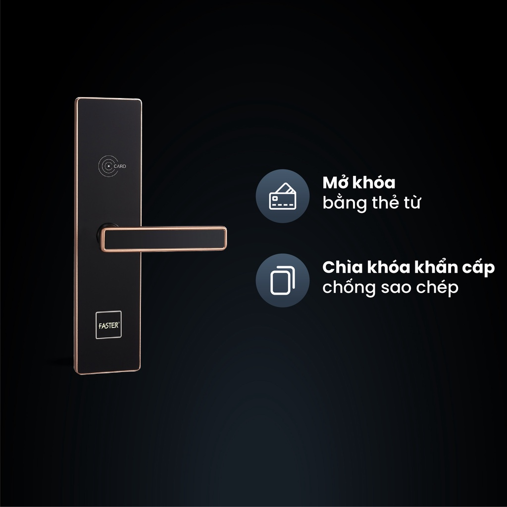 Khóa khách sạn HFS6080 GL đen viền đồng