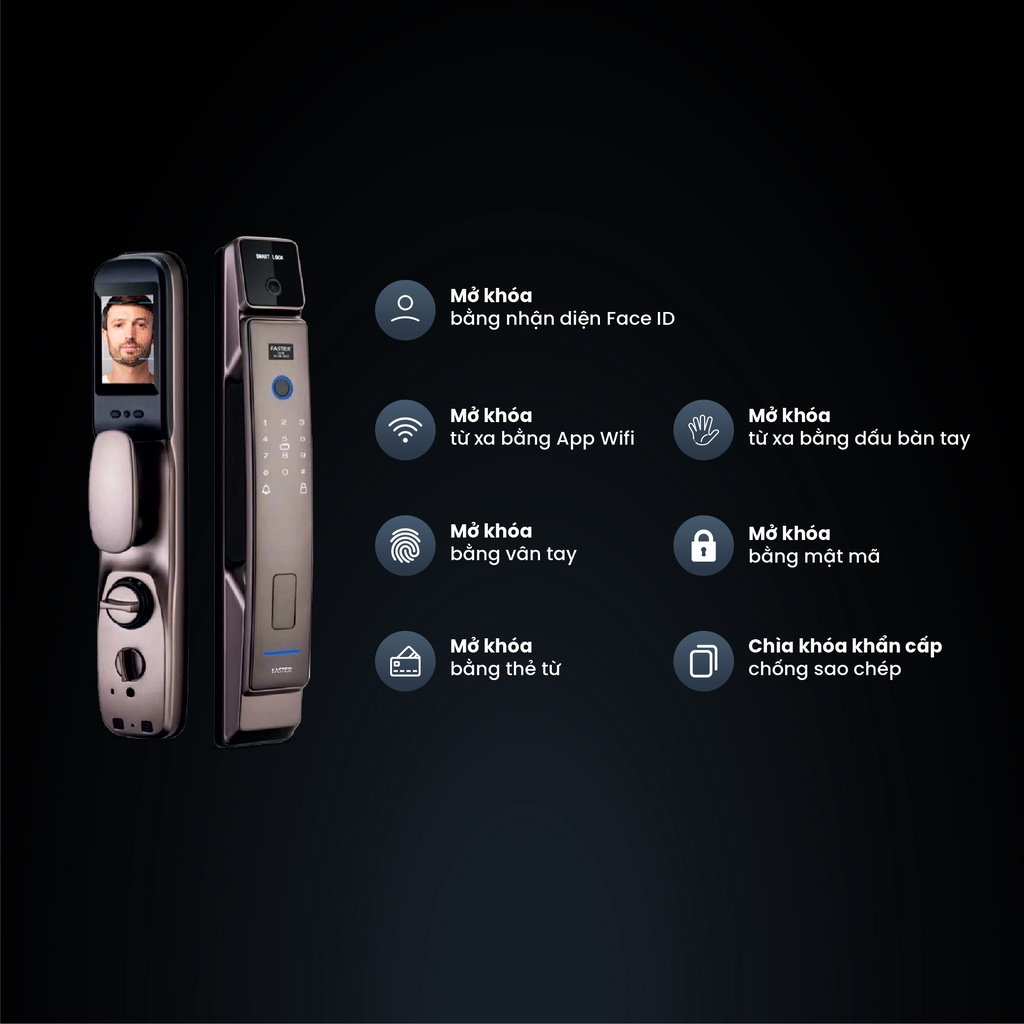 Khóa cửa nhận diện khuôn mặt FS008FD3D-BS Face ID