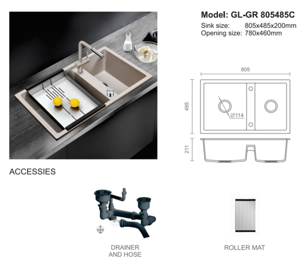 Chậu rửa bát Geler GL-GR805485C