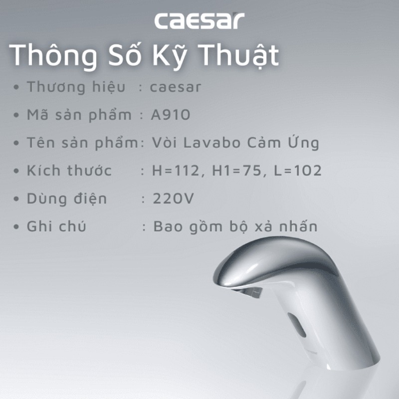 Vòi rửa lavabo cảm ứng Caesar A910