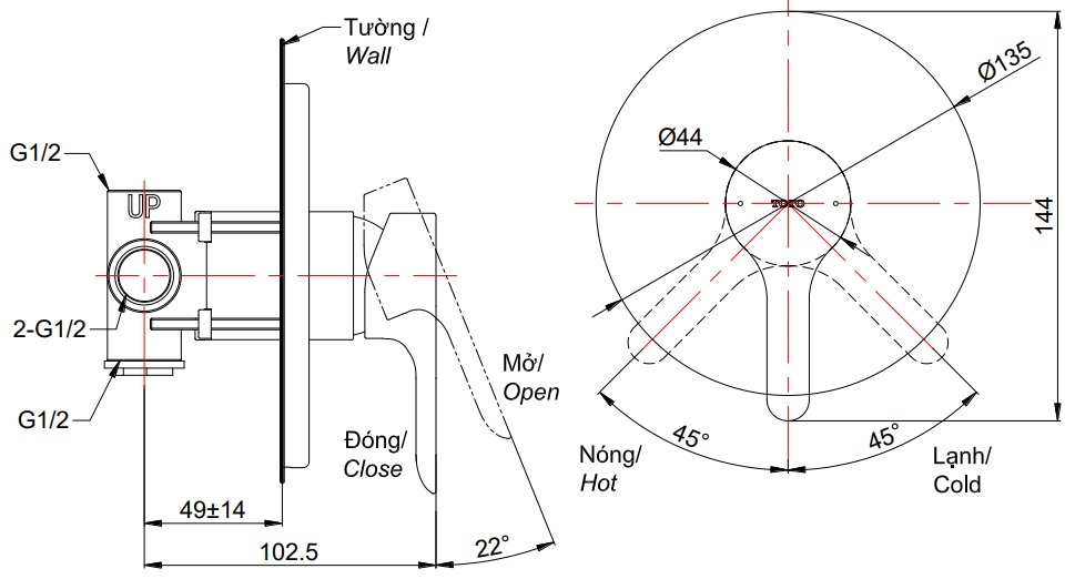 Van Điều Chỉnh Nóng Lạnh TOTO TBS01303B