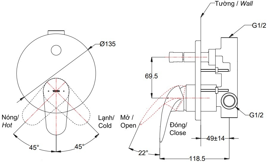 Van Điều Chỉnh Nóng Lạnh TOTO TBS03304B
