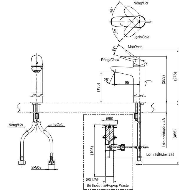 Vòi Lavabo Nóng Lạnh TOTO TLS04304V