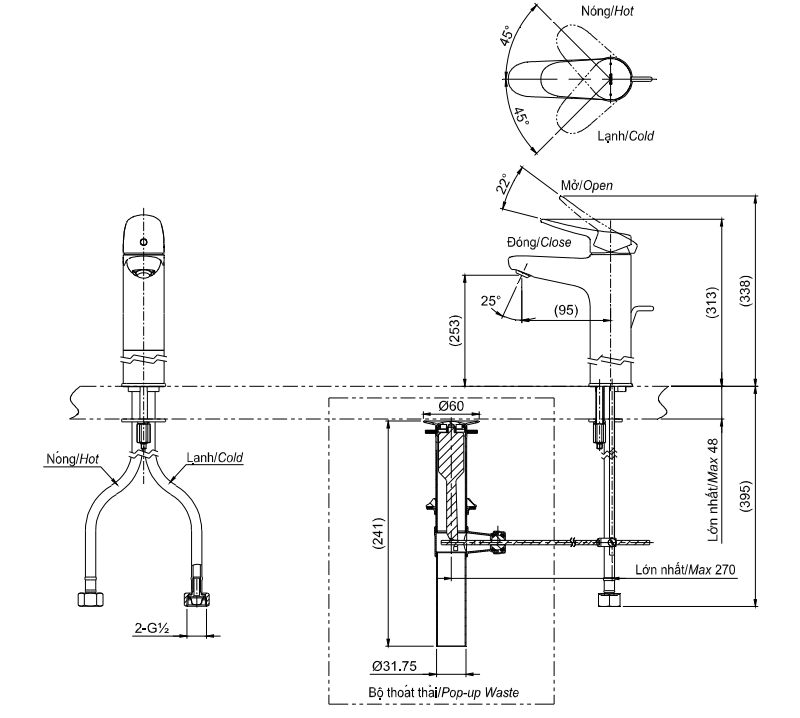 Vòi Lavabo Nóng Lạnh TOTO TLS04306V