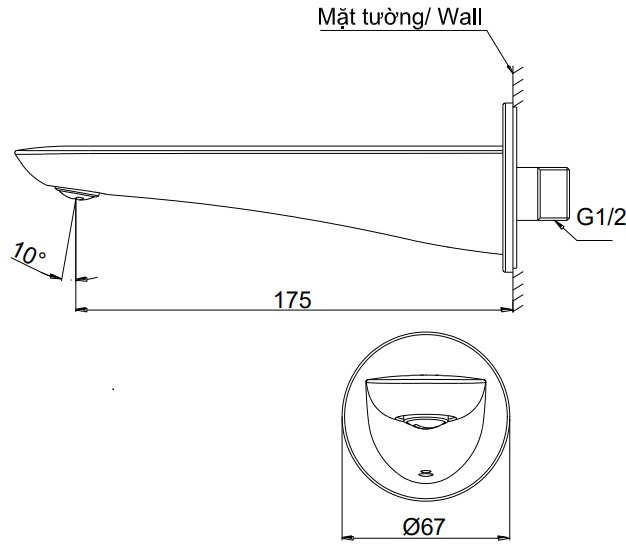 Vòi Xả Bồn TOTO TBG01001B Âm Tường