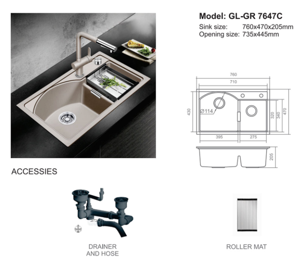 Chậu rửa bát Geler GL-GR7647C