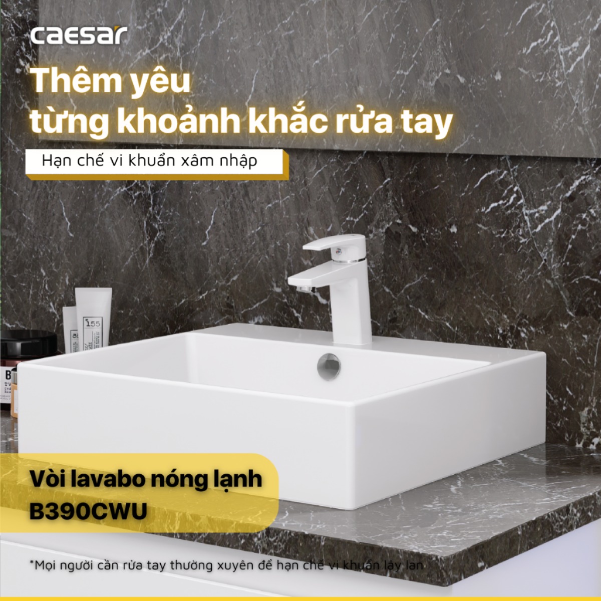 Vòi Lavabo Caesar B390CWU Nóng Lạnh
