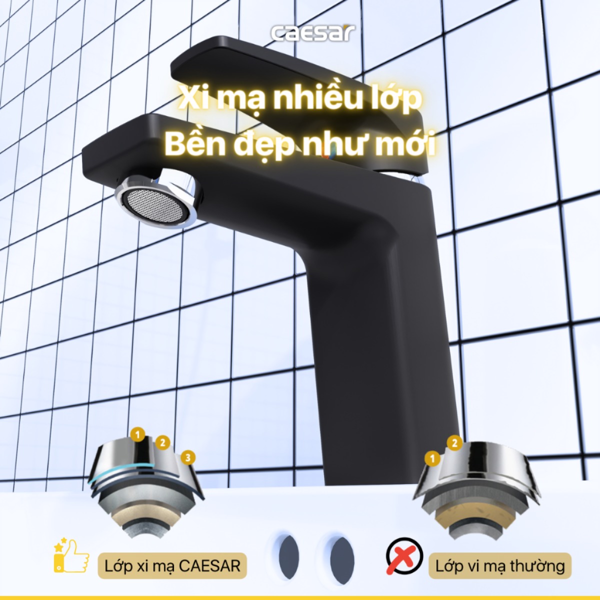 Vòi Lavabo Caesar B390CBU Nóng Lạnh