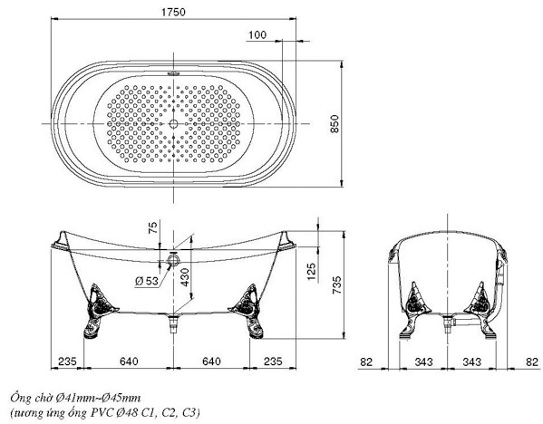 Bồn Tắm Đặt Sàn TOTO FBY1756PTGE Gang Tráng Men