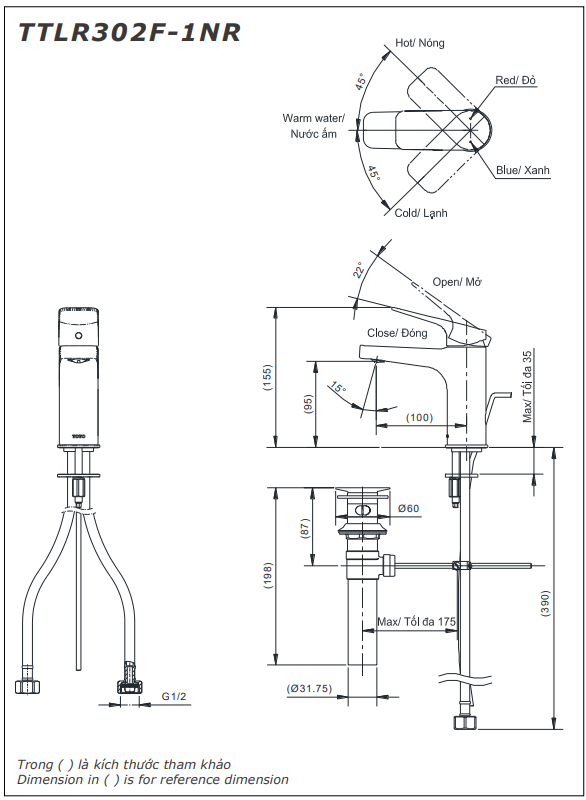 Vòi Lavabo Nóng Lạnh TOTO TTLR302F-1NR