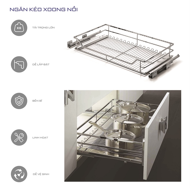 Kệ xoong nồi inox304 mờ nan dẹt (H-XN1375)