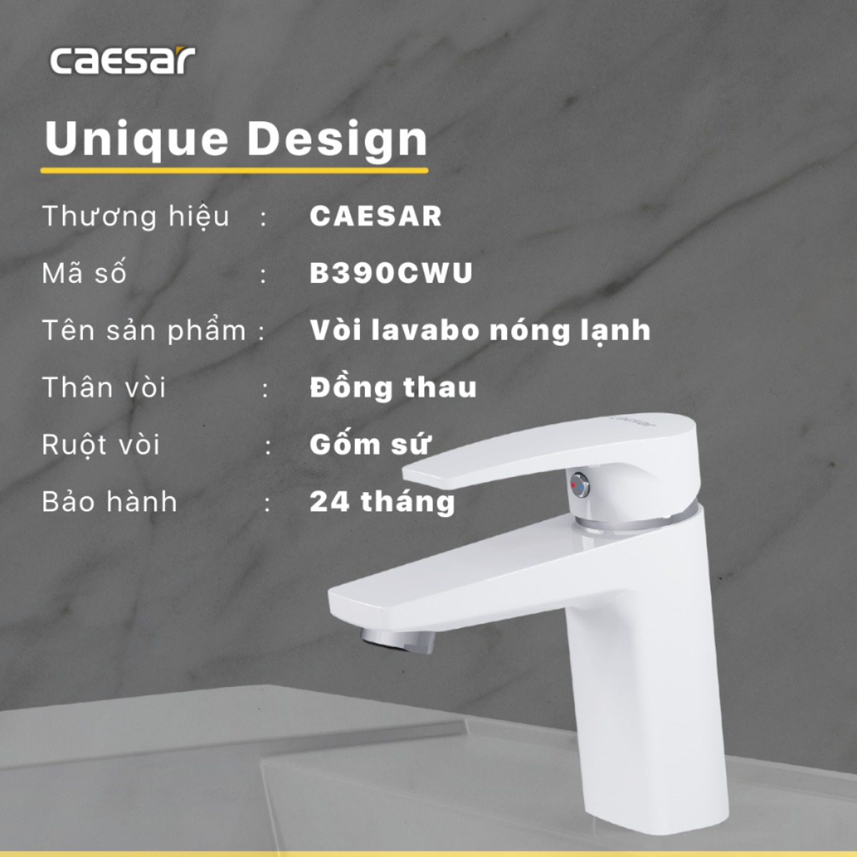 Vòi Lavabo Caesar B390CWU Nóng Lạnh