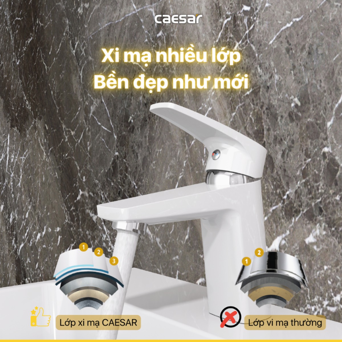 Vòi Lavabo Caesar B390CWU Nóng Lạnh