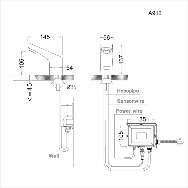 Vòi rửa lavabo cảm ứng Caesar A912