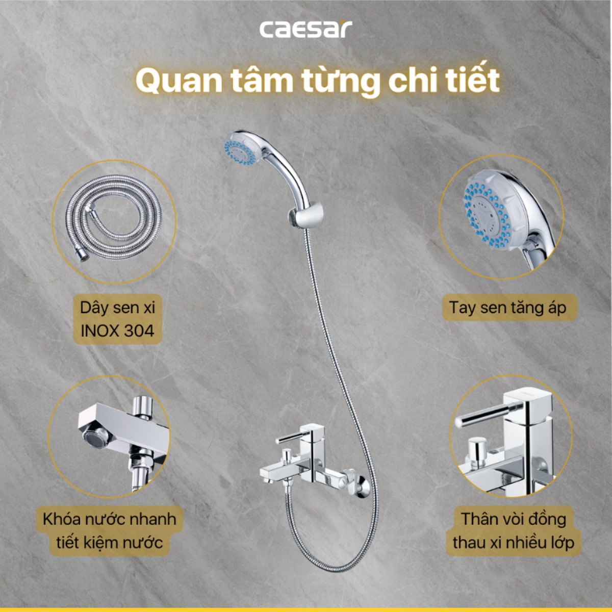 Vòi sen nóng lạnh Caesar S463C