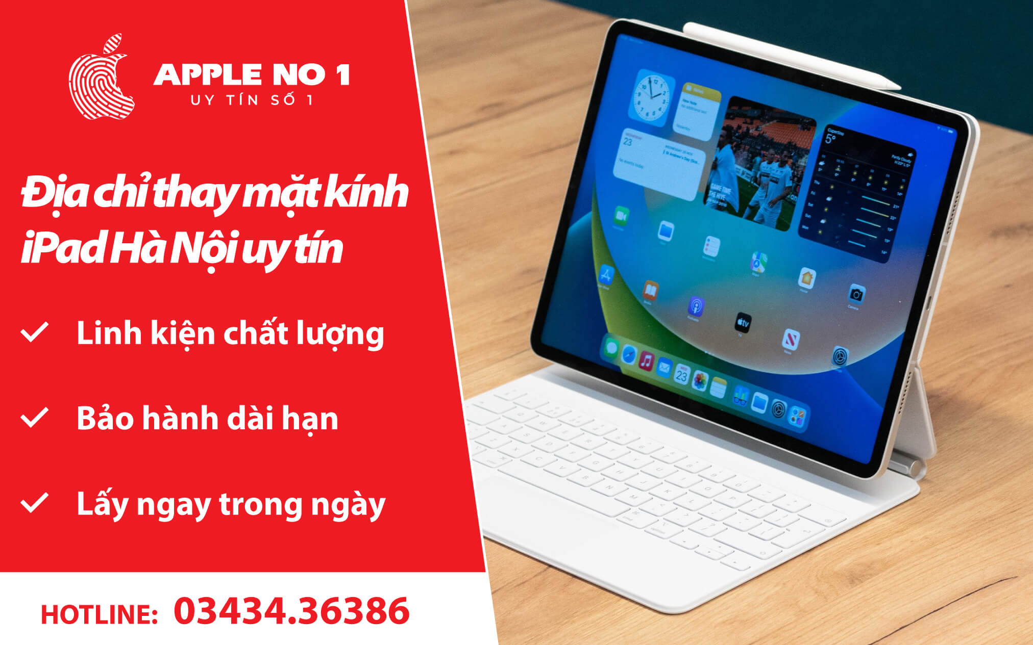 thay ép mặt kính ipad hà nội apple no.1