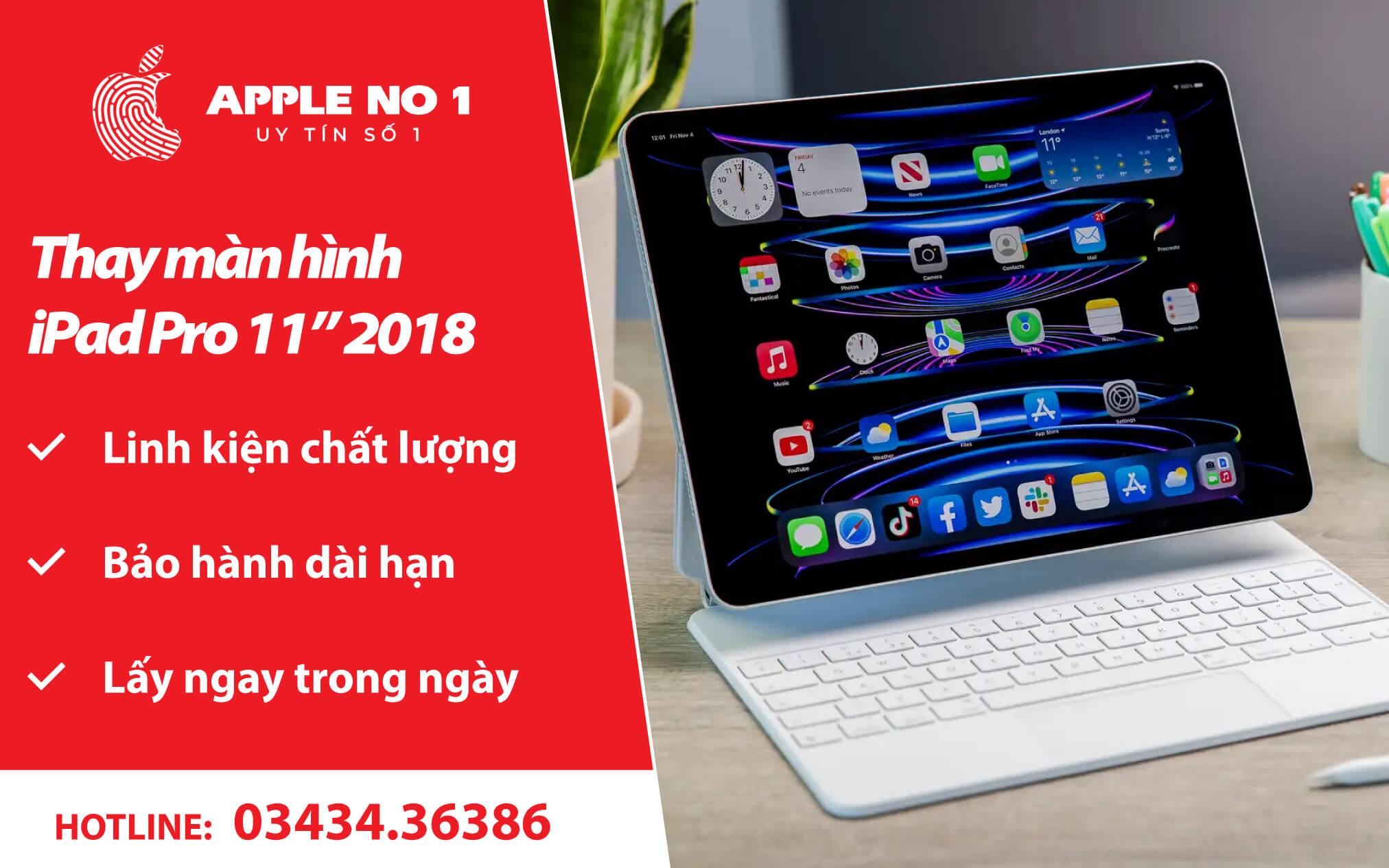 thay màn hình ipad pro 11 inch 2018 - apple no.1