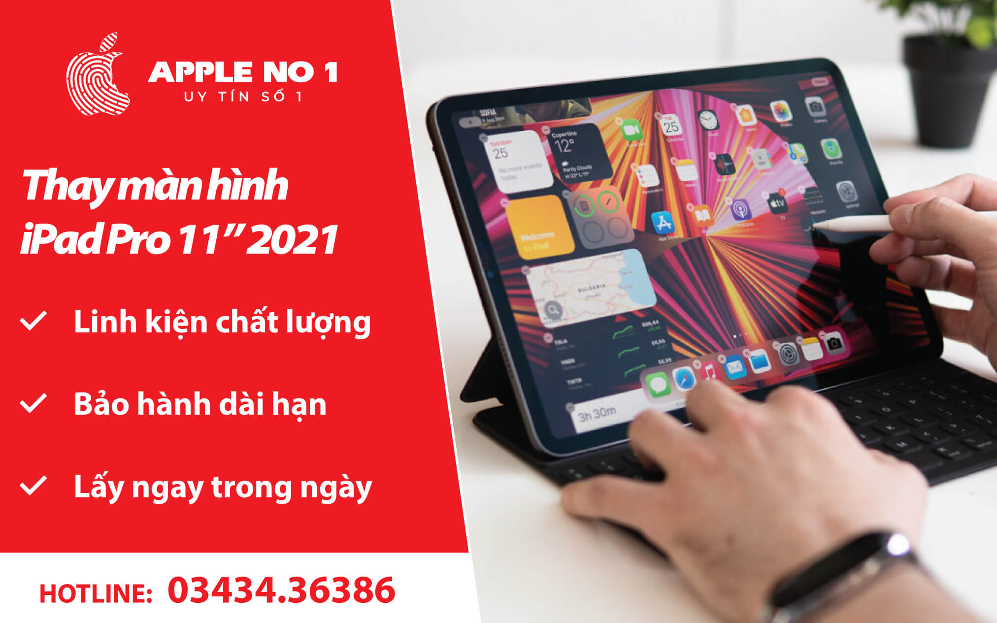 thay màn hình ipad pro 11 inch M1 2021 - apple no.1