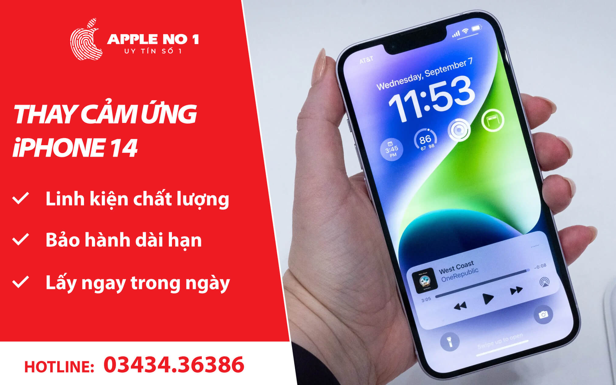 Dịch vụ thay cảm ứng iPhone 14 chuyên nghiệp tại APPLENO1.VN