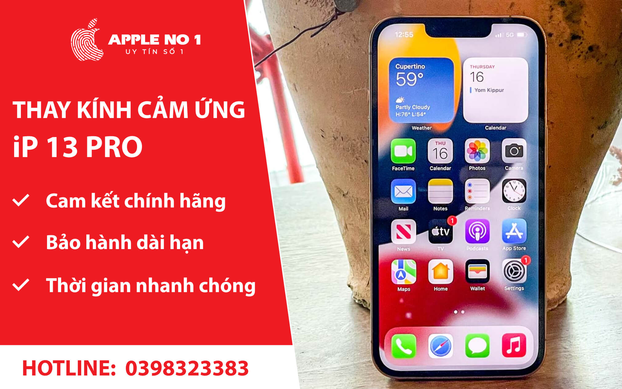 dich vu thay kinh cam ung iphone 13 pro lay ngay, gia tot tai appleno1.vn
