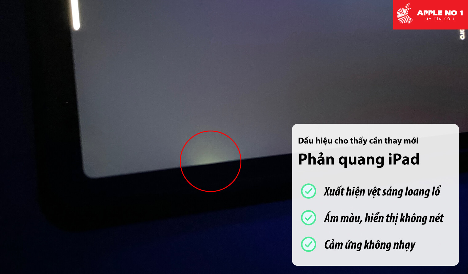 Dấu hiệu cho thấy phản quang màn hình iPad cần thay mới