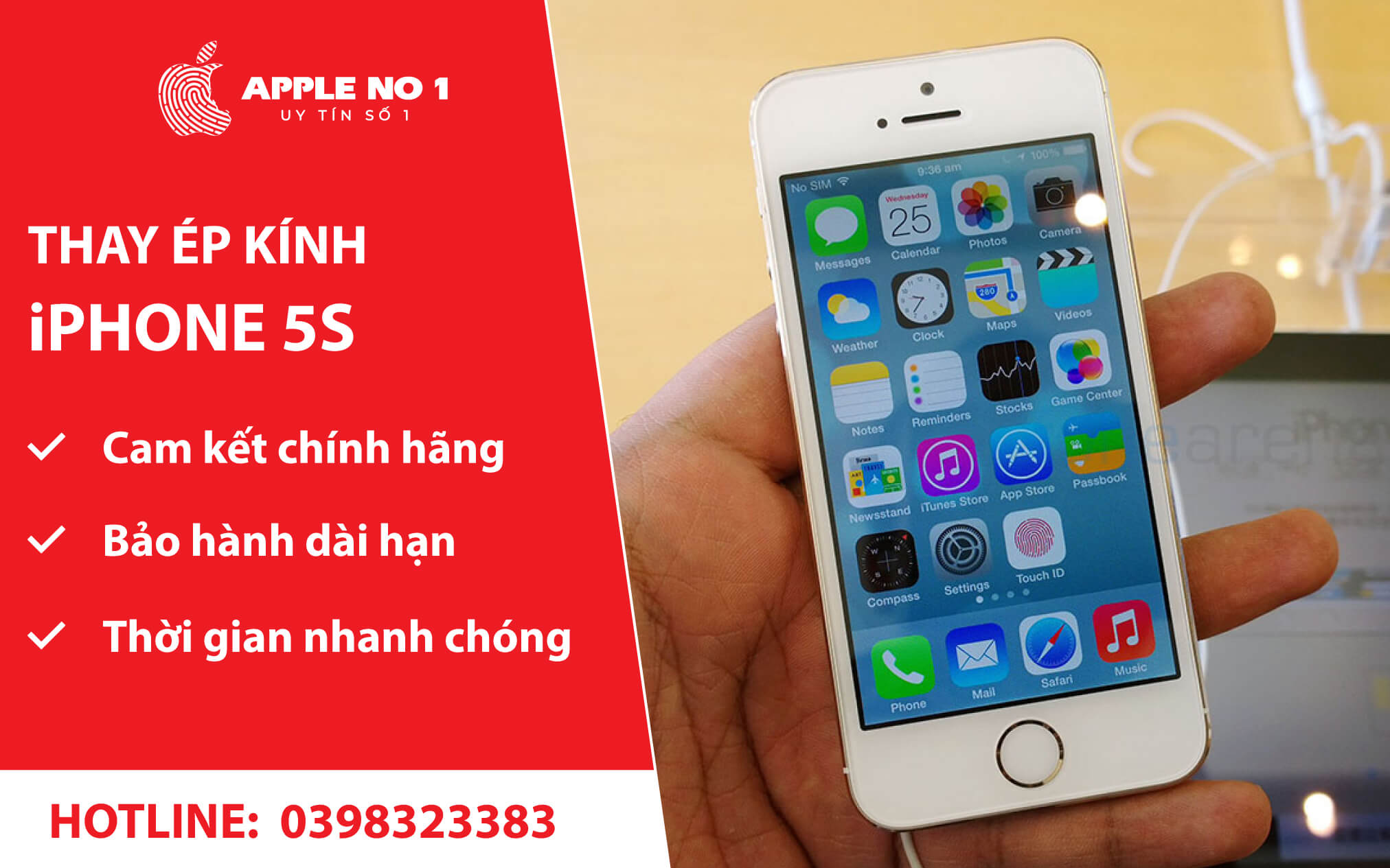 thay ep kinh dien thoai iphone 5s gia re, uy tin tai apple no.1