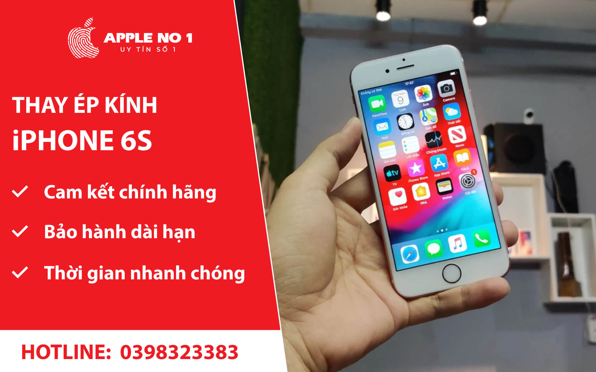 thay ep kinh dien thoai nhanh chong, chat luong tai he thong apple no.1