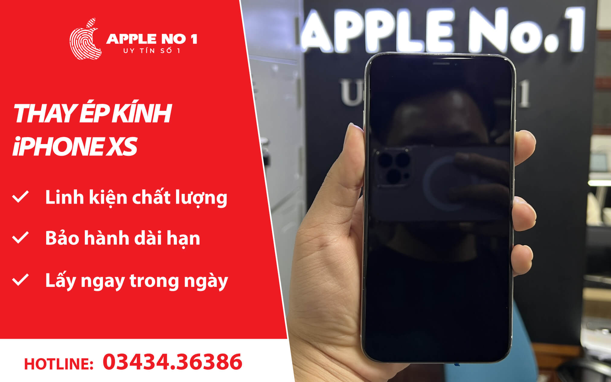 thay ep kinh iphone xs uy tin, chuyen nghiep tai Apple No.1