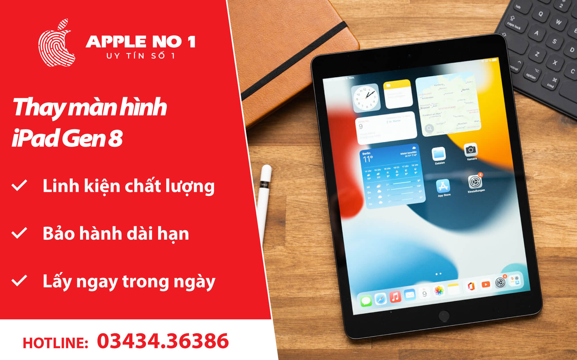 thay màn hình ipad gen 8 - apple no.1