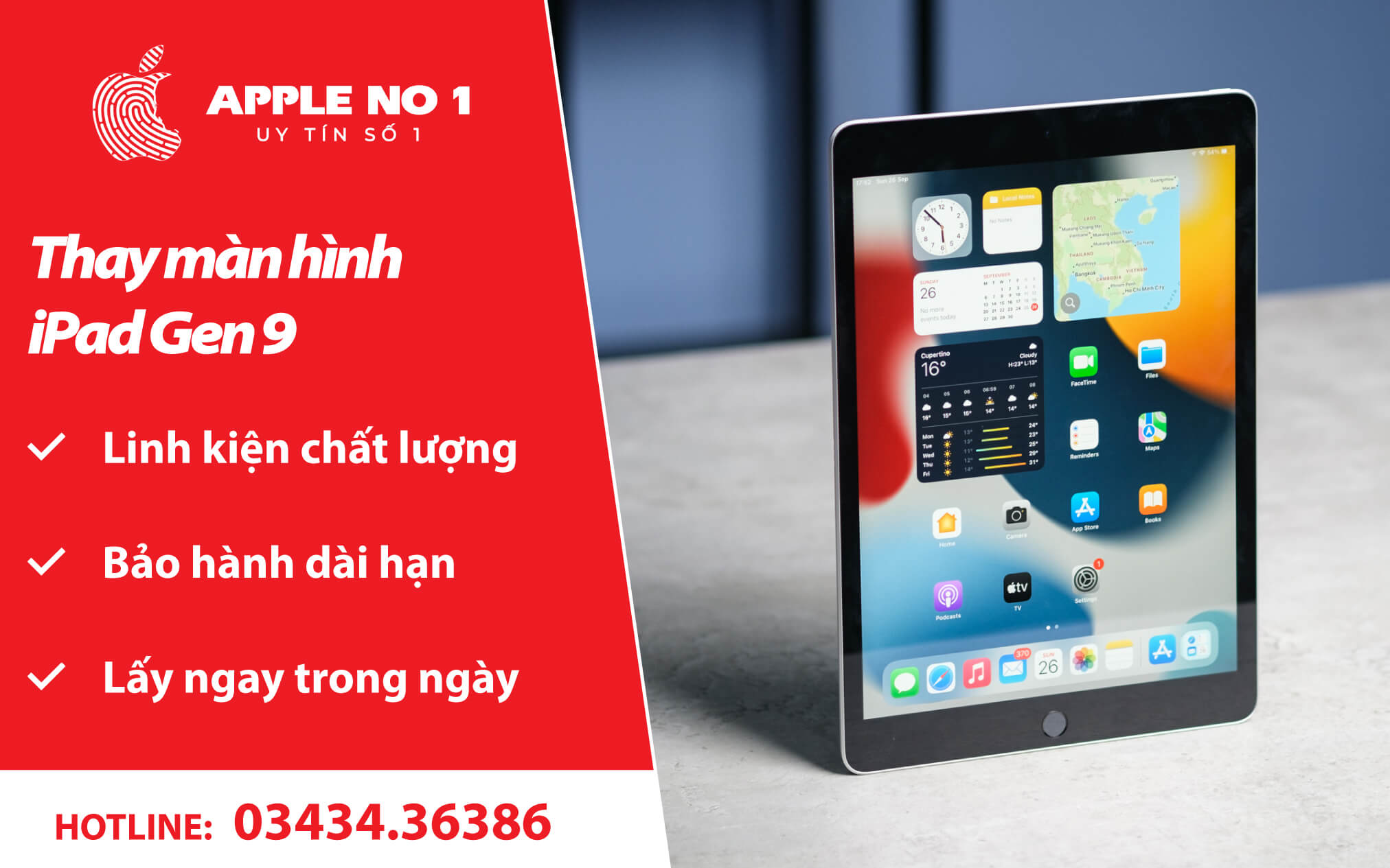 thay màn hình ipad gen 9 - apple no.1