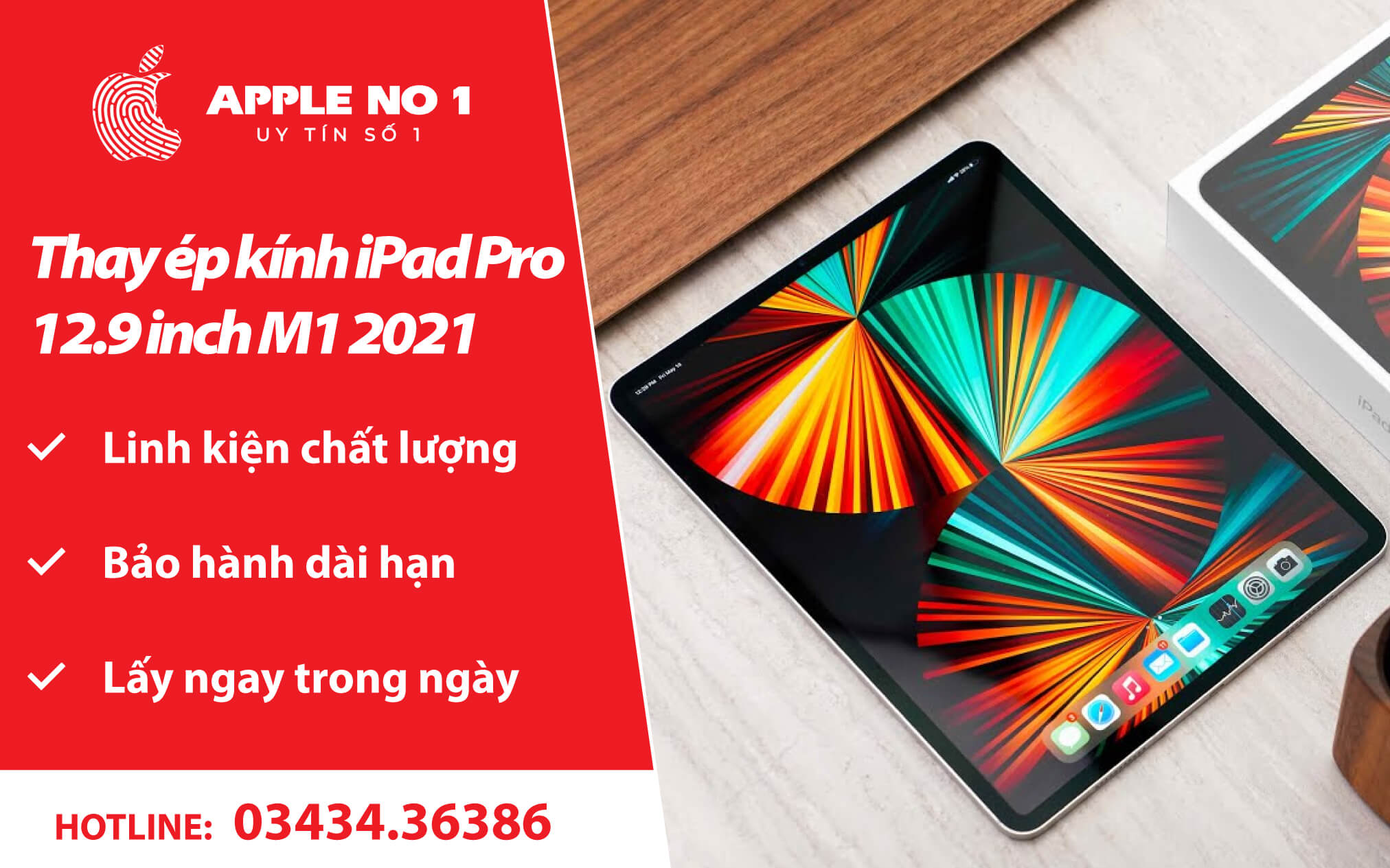 thay ép kính iPad Pro 12.9 inch M1 2021 - apple no.1