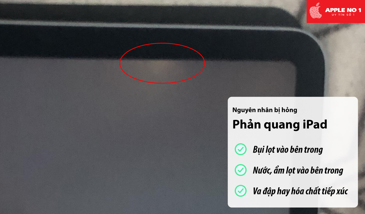 Nguyên nhân phản quang iPad bị hỏng