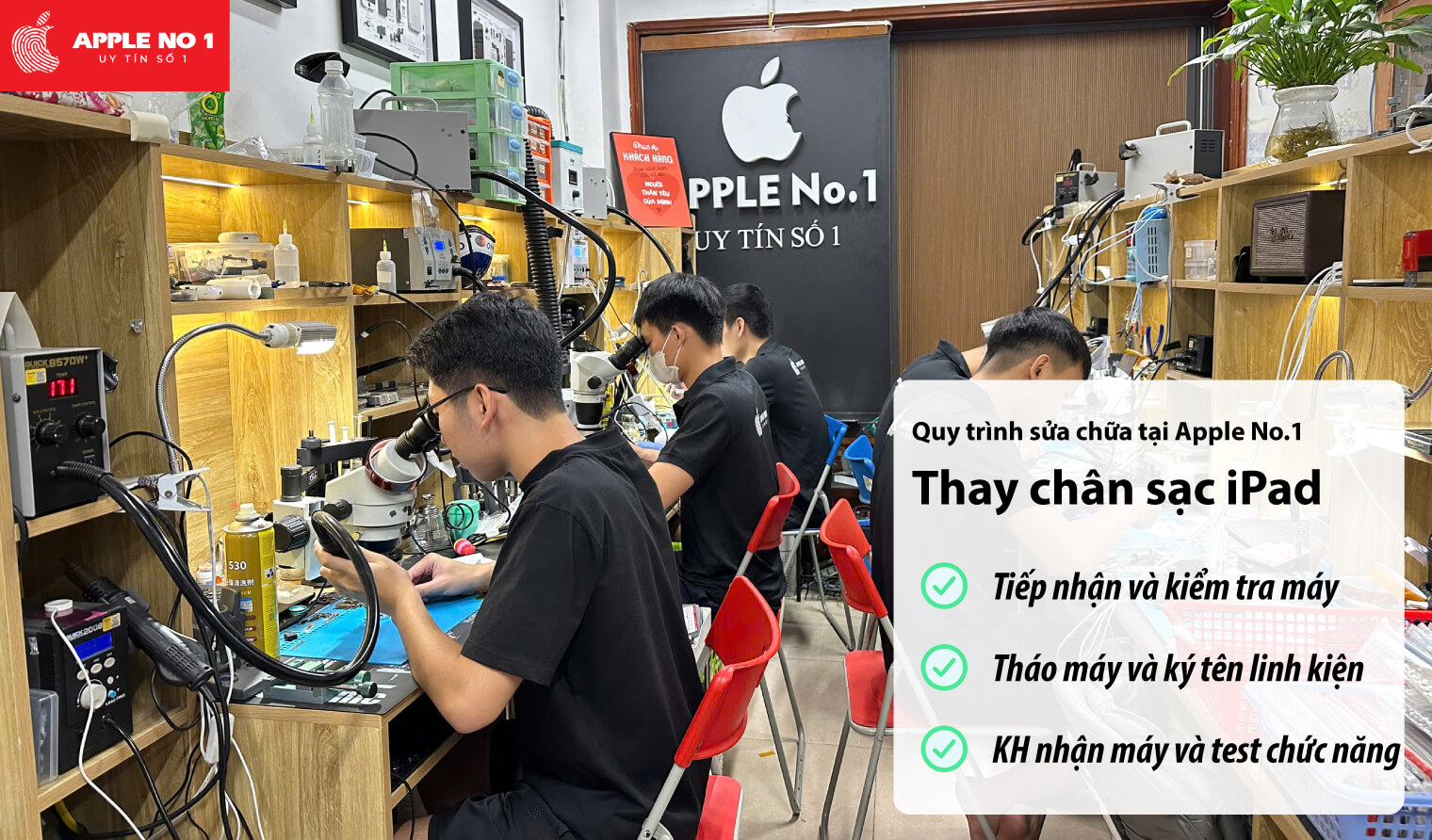 Quy trình thay chân sạc iPad tại Apple No.1