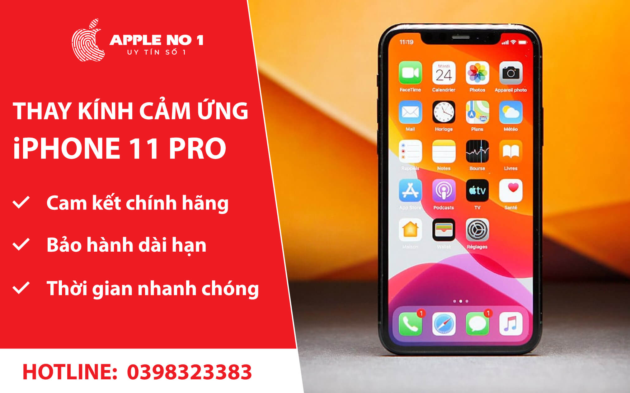 thay kinh cam ung iphone 11 pro gia re, lay ngay tai apple no.1