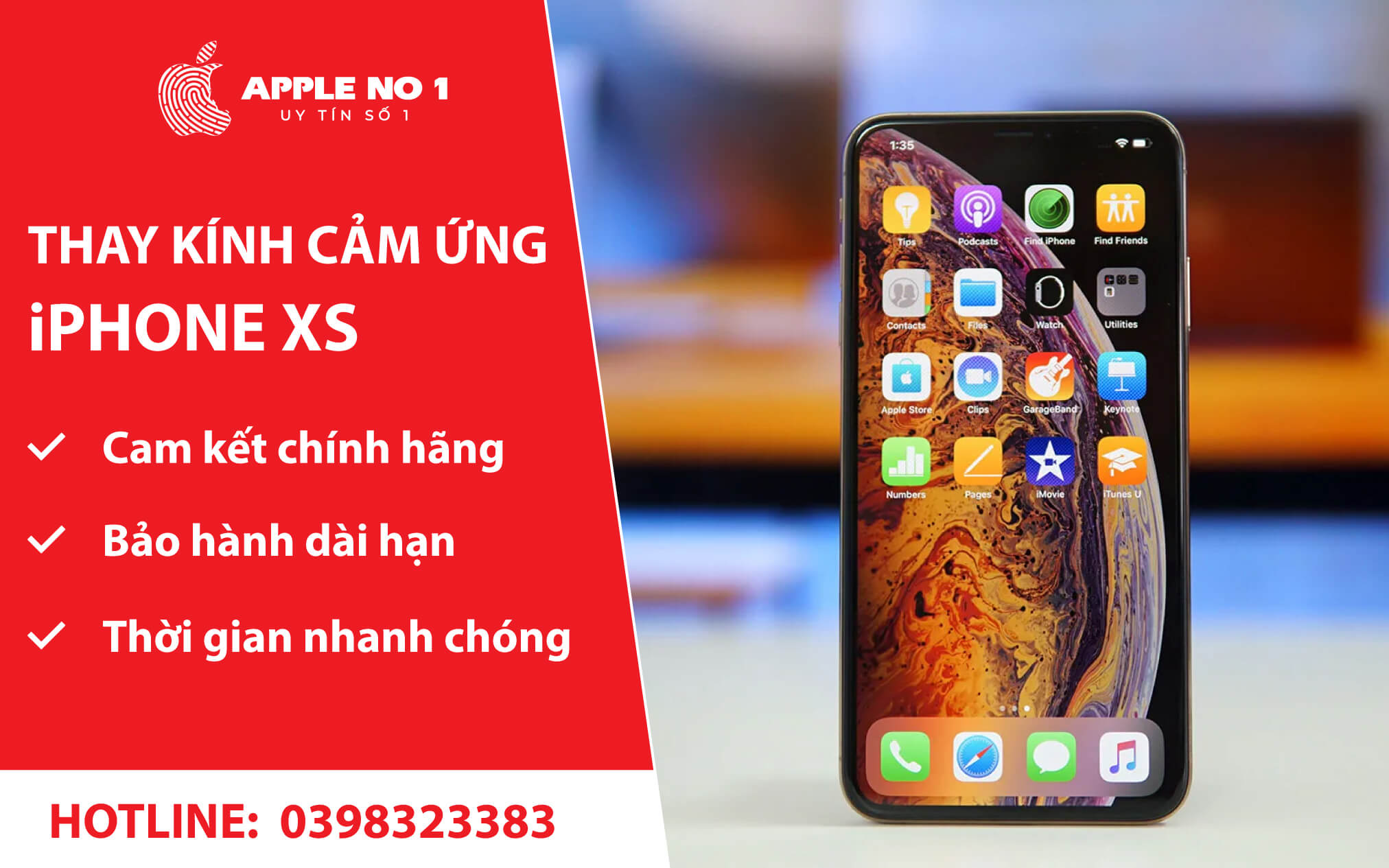 dich vu thay kinh cam ung iphone xs gia re lay ngay tai apple no.1