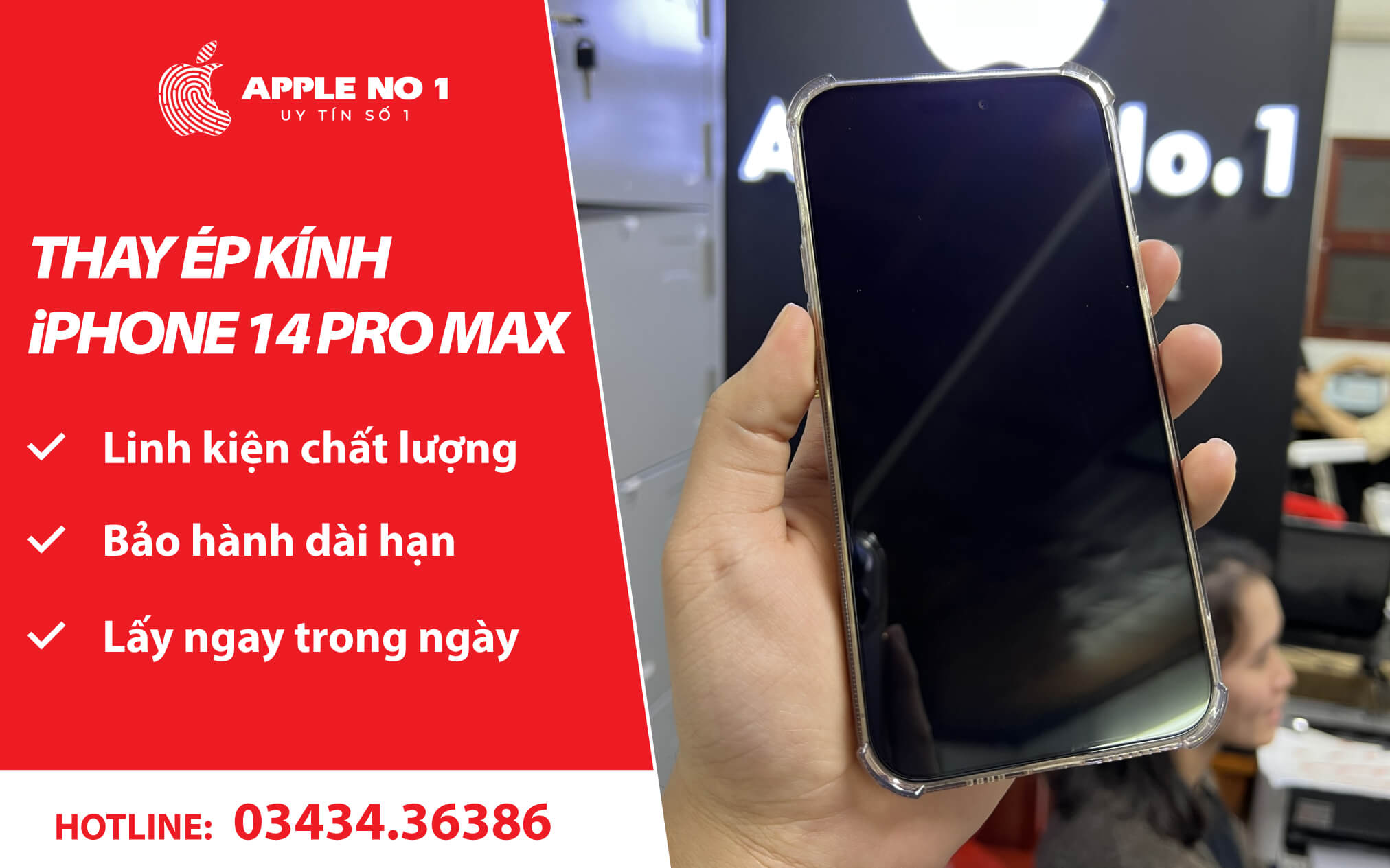 thay ep kinh iphone 14 pro max tại apple no.1