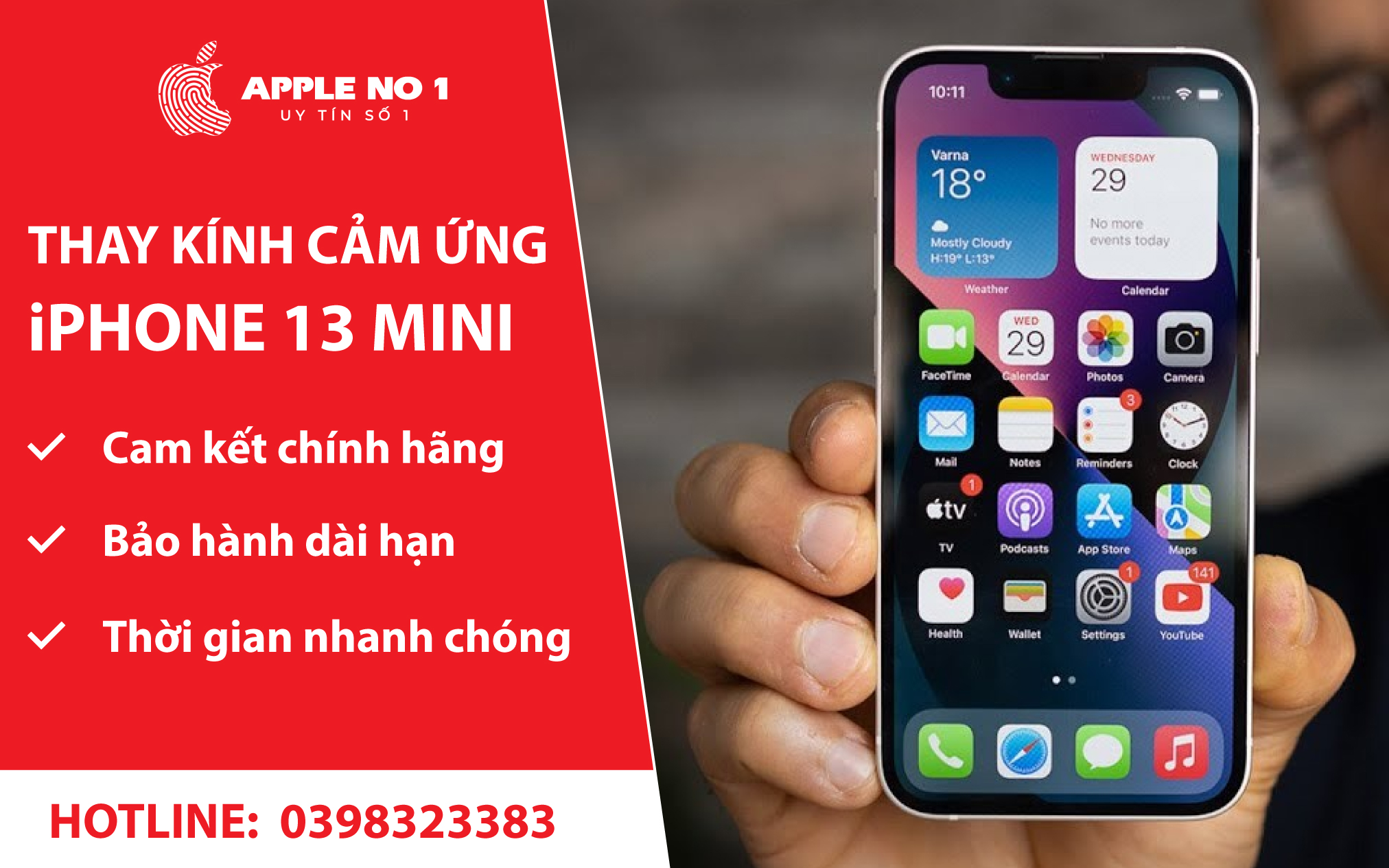 Thay kinh cam ung iPhone 13 Mini lay ngay tai APPLENO1.VN