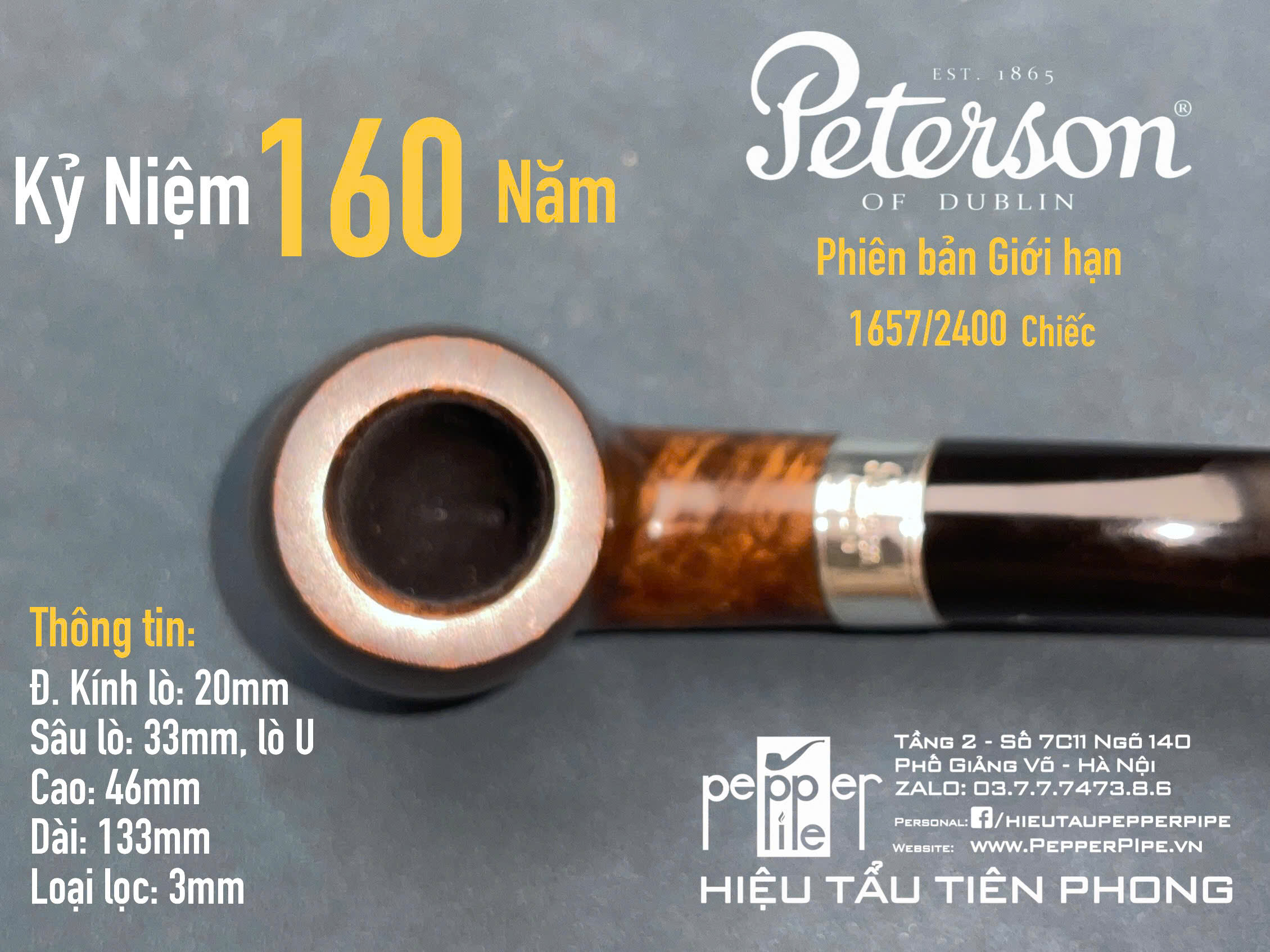 Peterson Smooth Brown 160 Years Anniversary Limited Edition 1805/2400