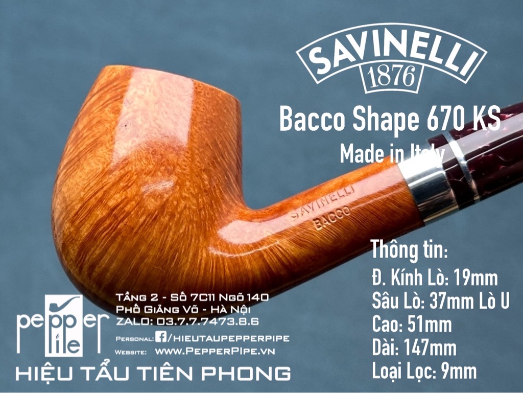 Savinelli Bacco Smooth Natural Shape 670 KS