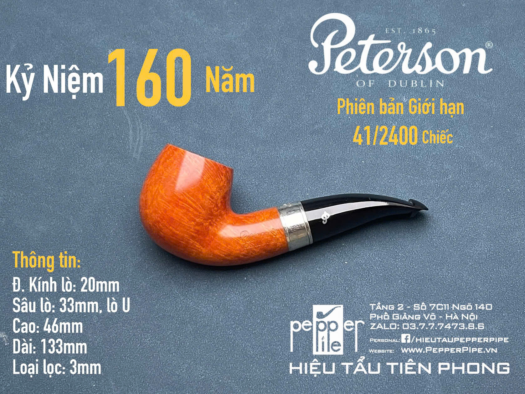 Peterson Smooth Natural 160 Years Anniversary Limited Edition 41/2400