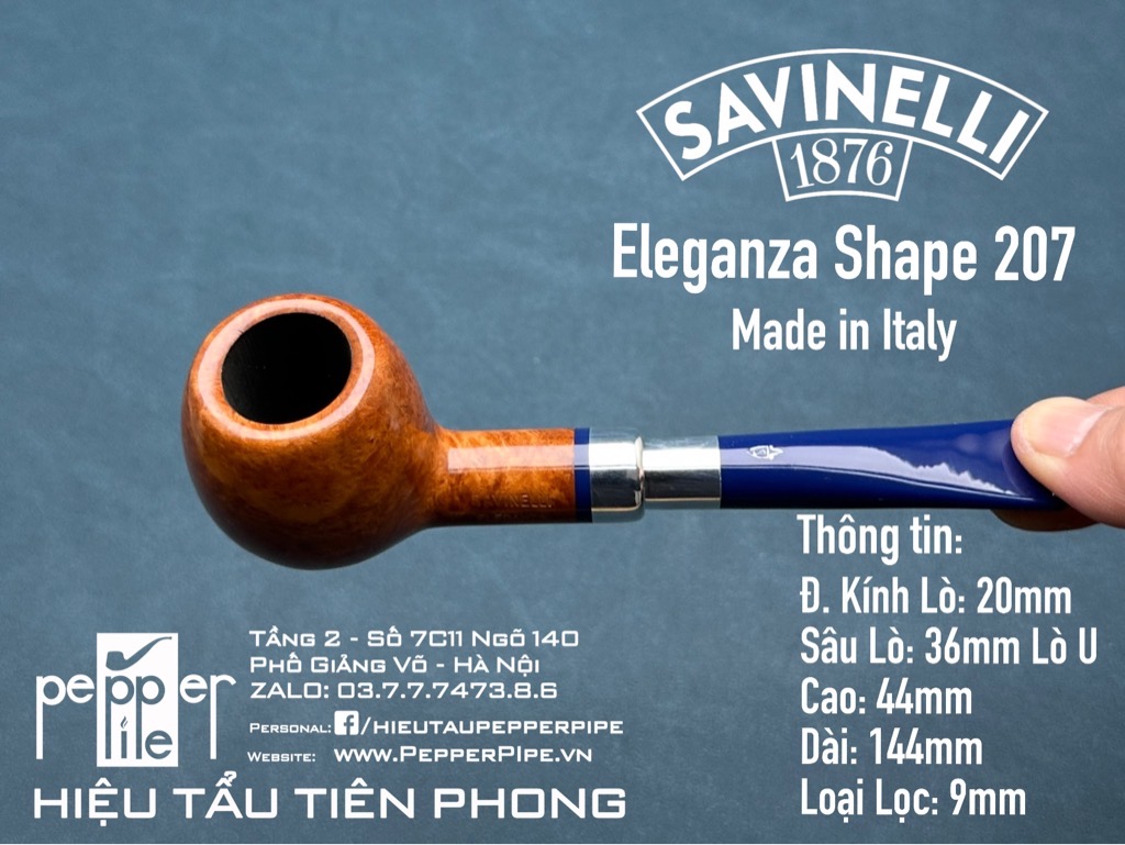 Savinelli Eleganza Smooth Natural - Shape 207 - Made in Italy