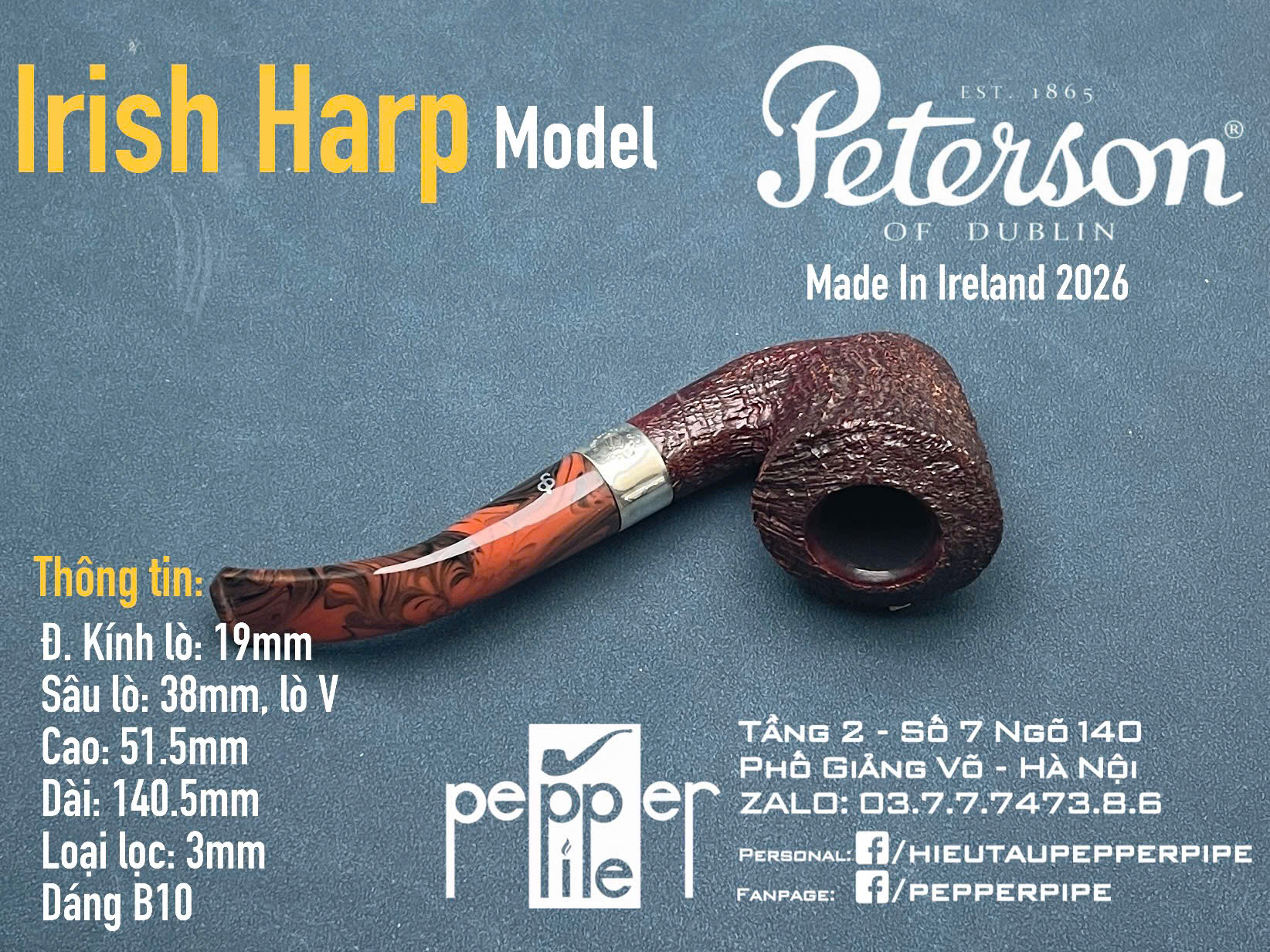 Peterson Irish Harp Sandblasted Shape B10