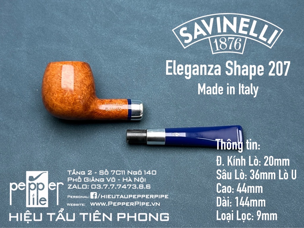 Savinelli Eleganza Smooth Natural - Shape 207 - Made in Italy