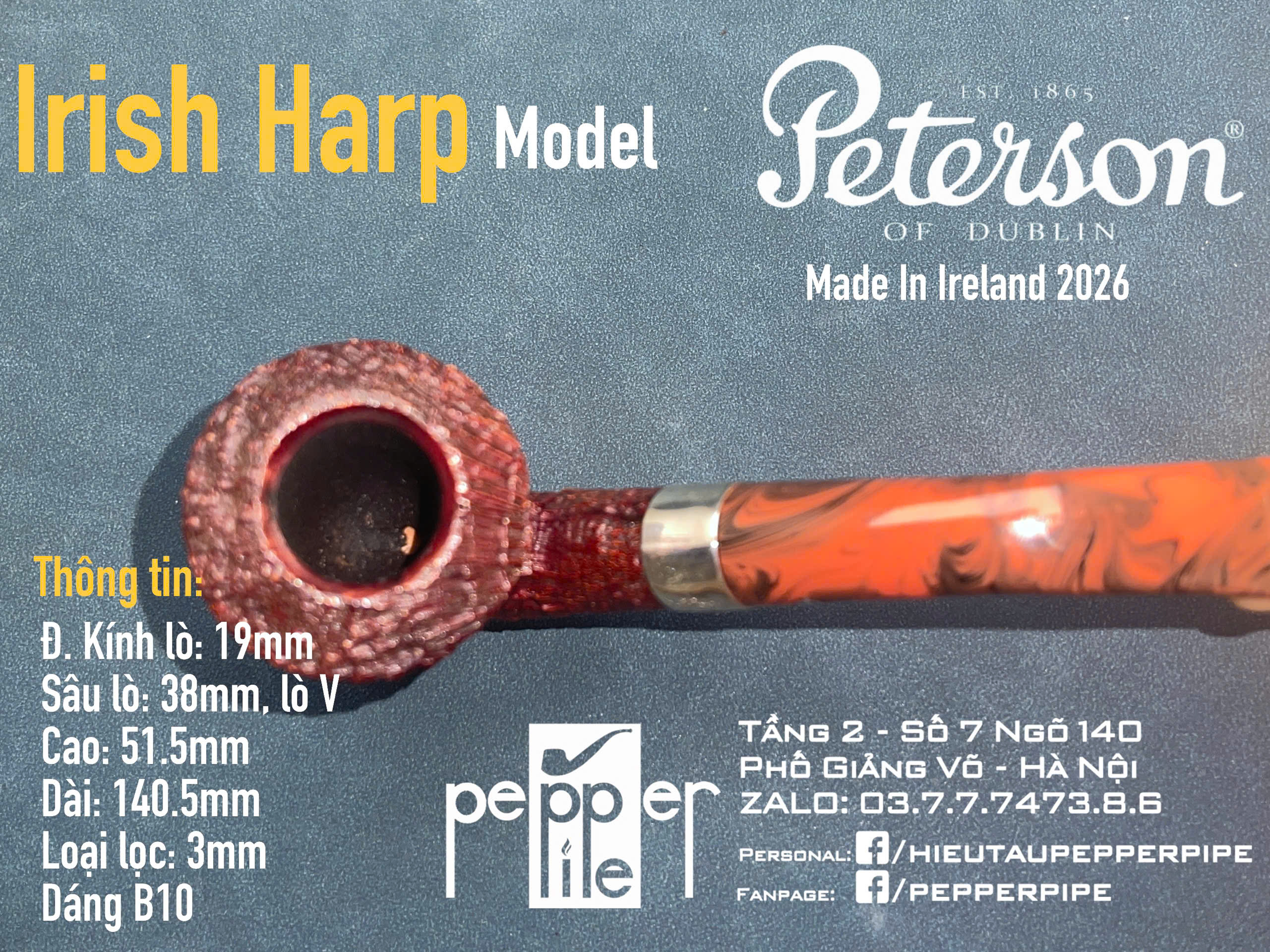 Peterson Irish Harp Sandblasted Shape B10