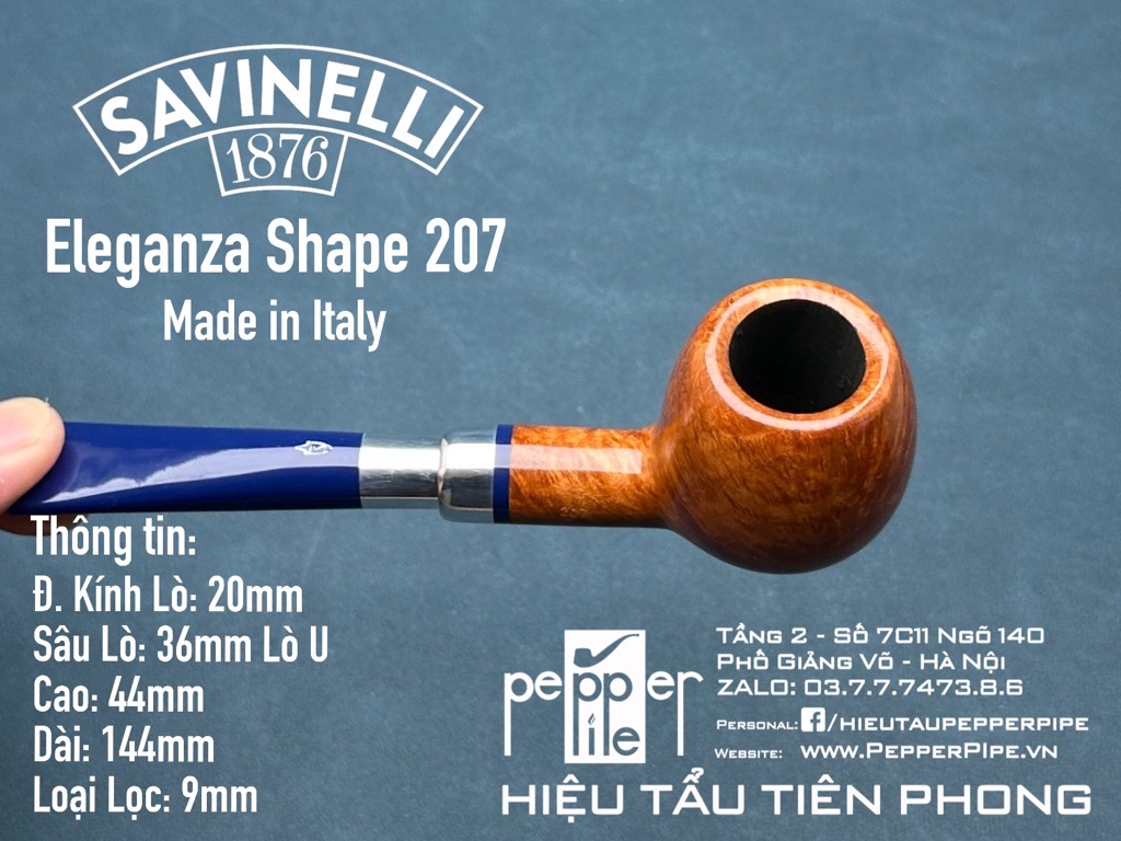 Savinelli Eleganza Smooth Natural - Shape 207 - Made in Italy
